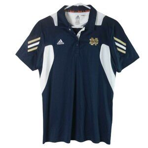 Adidas Navy Notre Dame ClimaLite Polo Shirt M Short Sleeve Embroidered Logo